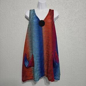 India Boutique Womens Multicolor Sheer V-Cut Mini Dress Size OS Boho Hippie 70's
